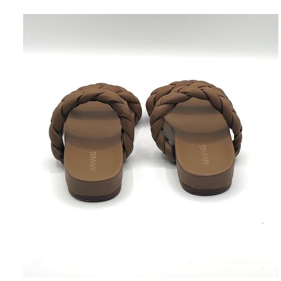 KAANAS Coco Brown Chunky Leather Braided Pool Slides Womens Size 6M NEW! - Picture 5 of 9
